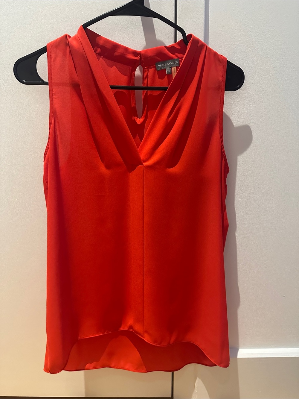 Vince Camuto Sleeveless Red Draped V-Neck Camisole